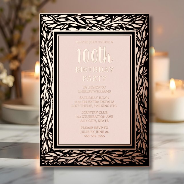 100th Custom Birthday Party Texture Elegant Floral (Creator Uploaded)