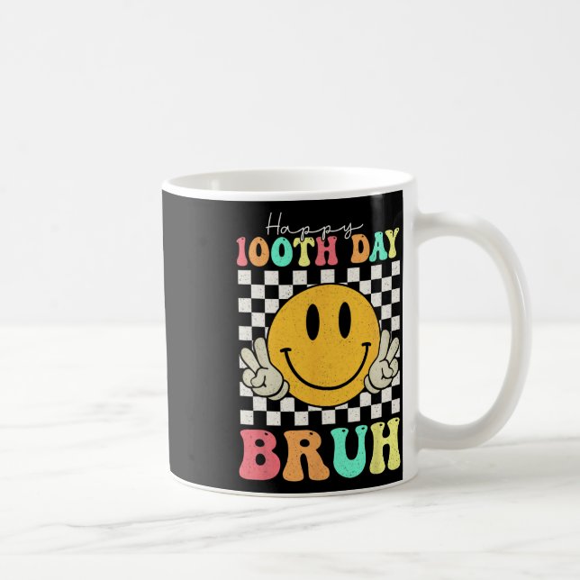 100th Day Bruh Smile Face 100 Days Of School Boys  Coffee Mug (Right)