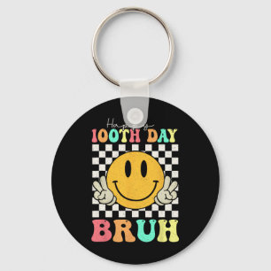 100th Day Bruh Smile Face 100 Days Of School Boys  Key Ring