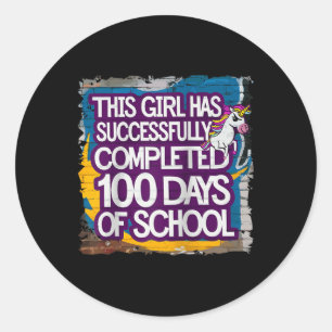 100th Day Funny Outfit Girls &amp; Student 100 Day Classic Round Sticker