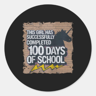 100th Day Funny Outfit Girls & Student 100 Day Classic Round Sticker