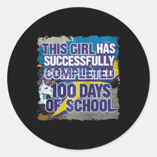 100th Day Funny Outfit Girls &amp; Student 100 Day Classic Round Sticker