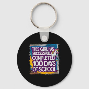 100th Day Funny Outfit Girls & Student 100 Day Key Ring