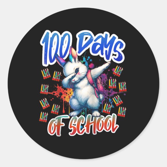 100th Day Funny Outfit Teacher &amp; Student 100 D Classic Round Sticker (Front)