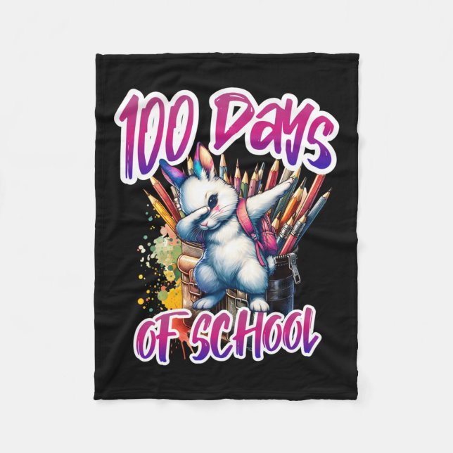 100th Day Funny Outfit Teacher &amp; Student 100 D Fleece Blanket (Front)