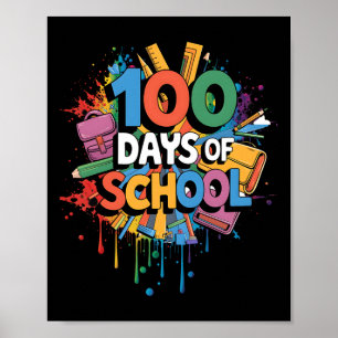 100th Day Funny Outfit Teacher & Student 100 D Poster
