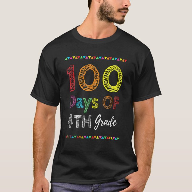 100th Day Kids Gift 100 Days Of 4th Grade 100 Days T-Shirt (Front)