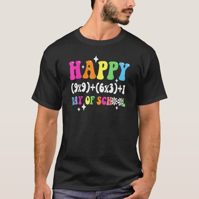 100th Day Math Teacher Math Formula Happy 100 Days T-Shirt (Front)