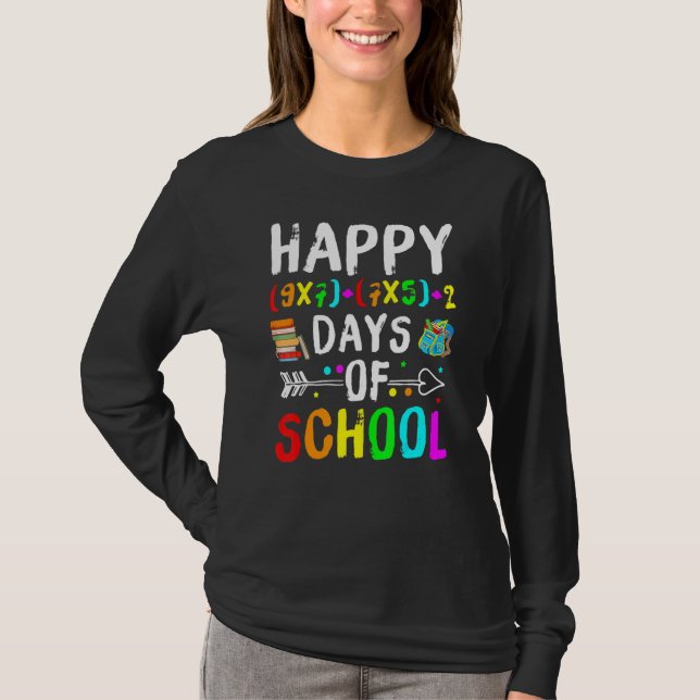 100th Day Math Teacher Math Formula Happy 100 Days T-Shirt (Front)