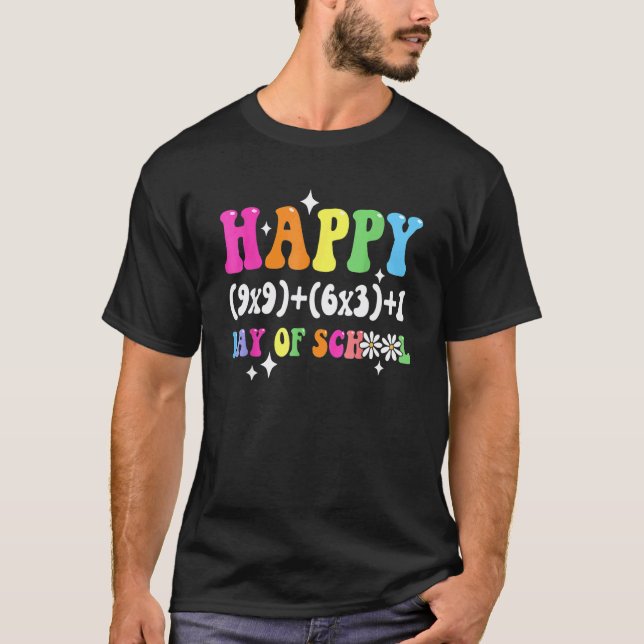 100th Day Math Teacher Math Formula Happy 100 Days T-Shirt (Front)