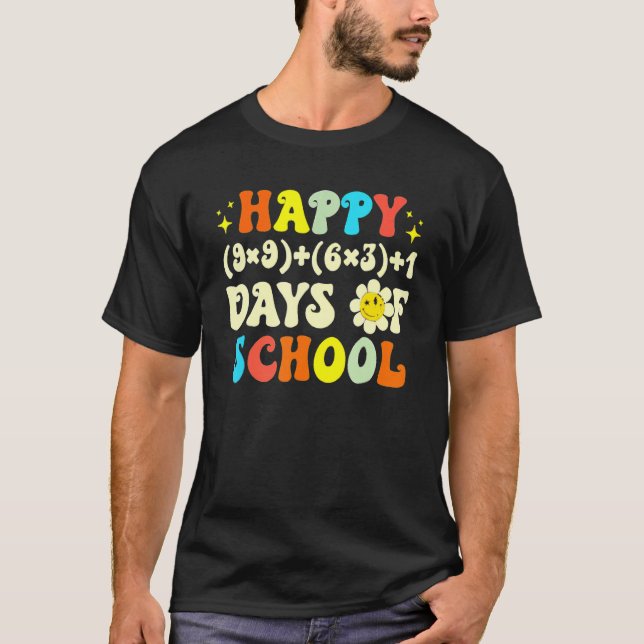 100th Day Math Teacher Math Formula Happy 100 Days T-Shirt (Front)