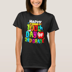 100th Day Of 2nd Grade Teacher Kids Happy 100 Days T-Shirt