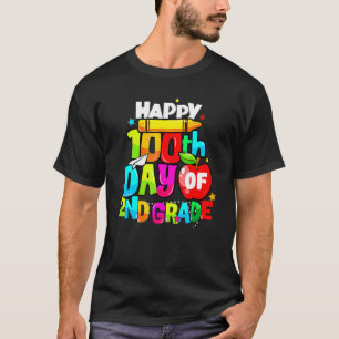100th Day Of 2nd Grade Teacher Kids Happy 100 Days T-Shirt