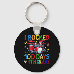 100th Day Of 4th Grade 100 Days School Drum Lover Key Ring