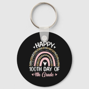 100th Day Of 4th Grade School Rainbow 100 Days Sma Key Ring