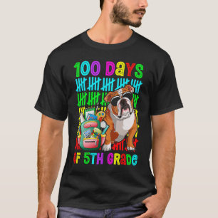 100th Day Of 5th Grade Boys Kids English Bulldog D T-Shirt