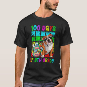 100th Day Of 8th Grade Boys Kids English Bulldog D T-Shirt