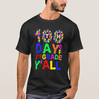 100th Day Of 8th Grade Y'all Balloons Teacher Stud T-Shirt