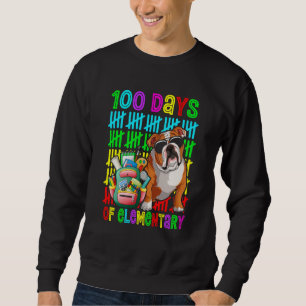 100th Day Of Elementary Boys Kids English Bulldog  Sweatshirt
