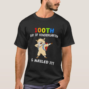 100th Day Of Kindergarten Nailed It Llama Kids Tea T-Shirt