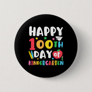 100th Day Of Kindergarten Teacher Kids 100 Days Sc 6 Cm Round Badge