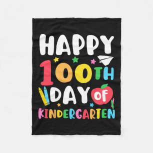 100th Day Of Kindergarten Teacher Kids 100 Days Sc Fleece Blanket