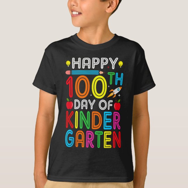 100th Day Of Kindergarten Teacher Kids 100 Days Sm T-Shirt (Front)