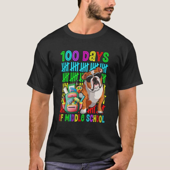 100th Day Of Middle School Boys English Bulldog Do T-Shirt (Front)