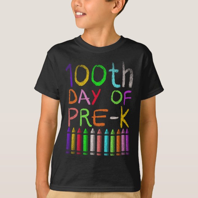 100th Day Of Pre K Student Gift Happy 100 Days Of  T-Shirt (Front)