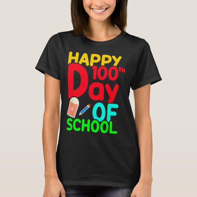 100th Day Of School 100 Days Cute Students Boys Gi T-Shirt (Front)