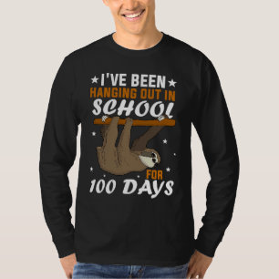 100th Day Of School  100 Days Hanging Sloth Studen T-Shirt