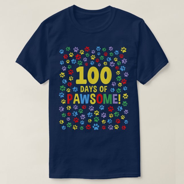 100th Day Of School 100 Days Of Pawsome Dog Cat Pa T-Shirt (Design Front)