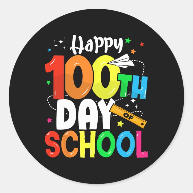 100th Day Of School 100 Days Of School  Classic Round Sticker (Front)