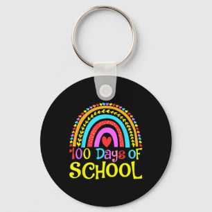 100th Day Of School 100 Days Of School Retro Rainb Key Ring