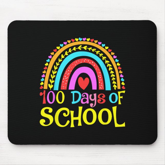 100th Day Of School 100 Days Of School Retro Rainb Mouse Pad (Front)