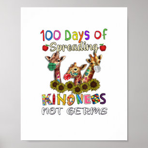 100th Day of School 100 Days Of Spreading Kindness Poster