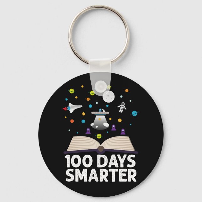 100th Day Of School 100 Days Smarter Books Space  Key Ring (Front)