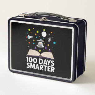 100th Day Of School 100 Days Smarter Books Space  Metal Lunch Box