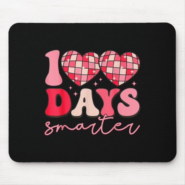 100th Day Of School 100 Days Smarter Heart Rainbow Mouse Pad (Front)