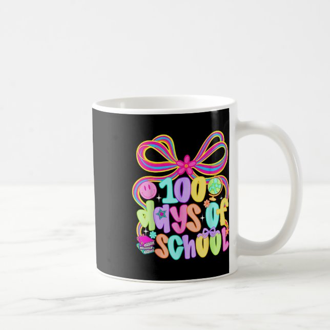 100th Day Of School 100 Days Teacher Coquette Bow  Coffee Mug (Right)