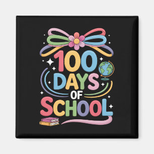 100th Day Of School 100 Days Teacher Coquette Bow Magnet