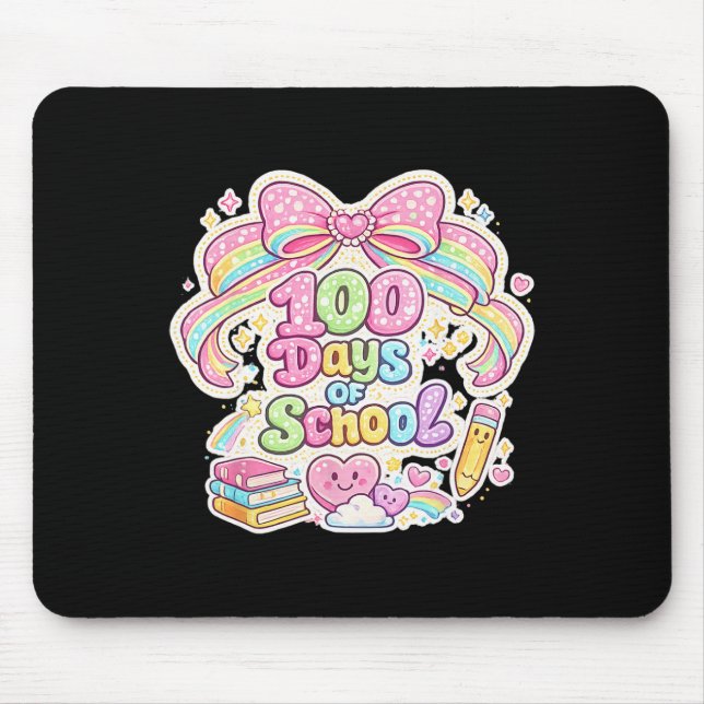 100th Day Of School 100 Days Teacher Coquette Bow  Mouse Pad (Front)