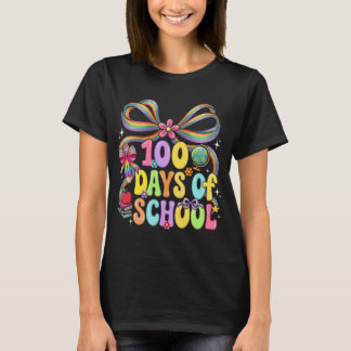 100th Day of School 100 Days Teacher Coquette Bow T-Shirt
