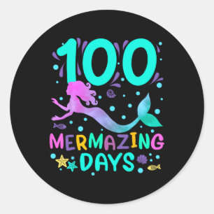 100th Day Of School 100 Mermazing Days Of School M Classic Round Sticker