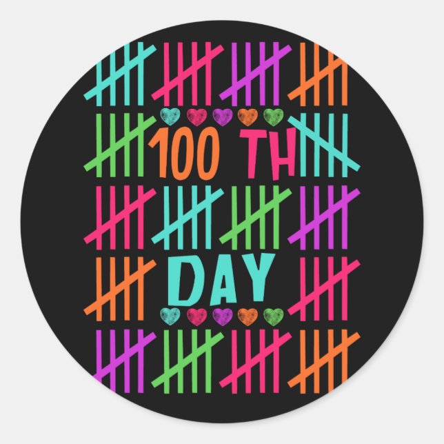 100Th Day Of School 100Th Days stick Maththematic Classic Round Sticker (Front)