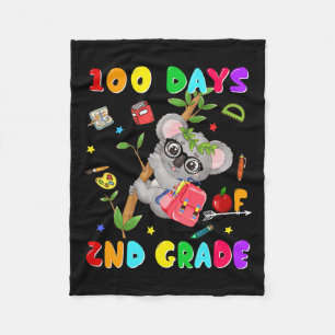 100th Day Of School 2nd Grade Koala Happy 100 Days Fleece Blanket