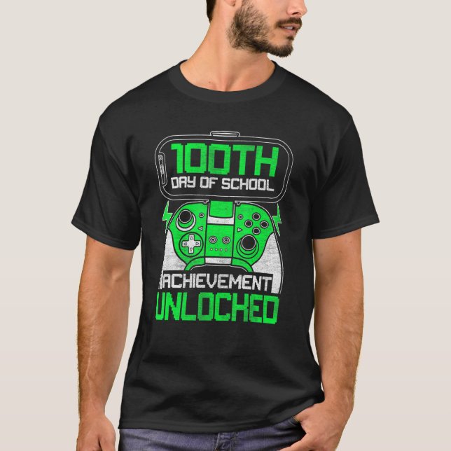 100th Day Of School Achievement Unlocked  Kids Boy T-Shirt (Front)