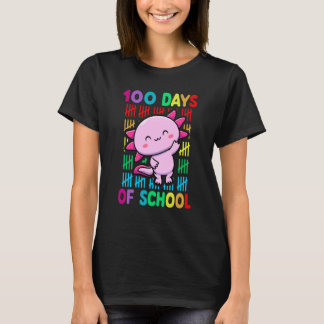 100th Day Of School Animal Axolotl Happy 100th Day T-Shirt