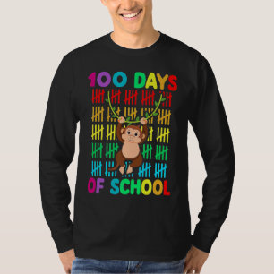 100th Day Of School Animal Monkey  Happy 100th Day T-Shirt