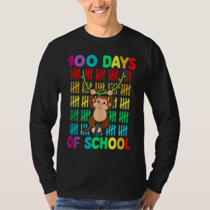 100th Day Of School Animal Monkey  Happy 100th Day T-Shirt